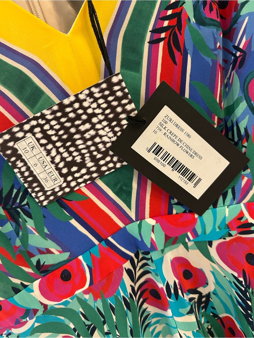 🌺 NWT! SALONI Multicolor Silk V‑Neck Asymmetrical Floral Zuri Dress - Picture 7 of 11